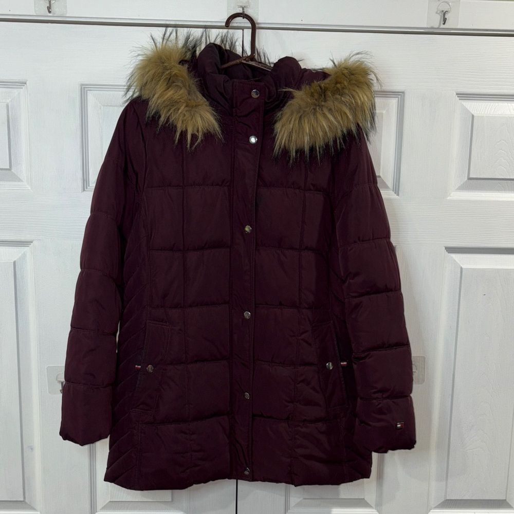Tommy Hilfiger Coat Jacket Puffer Women's Faux-Fur Trim Hooded Winter Jacket